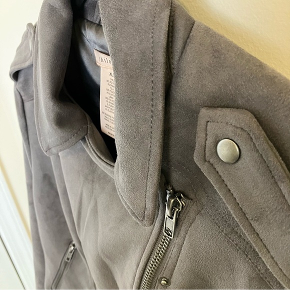 Nordstrom Philosophy Gray Suede Moto Jacket Grey Suede Moto Jacket Extra Large - Picture 8 of 14